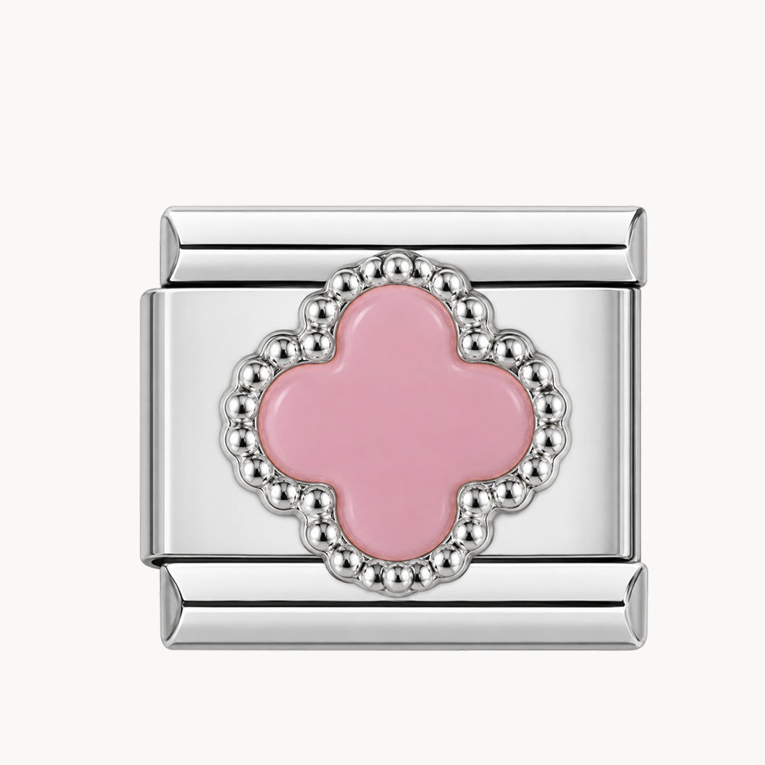 Charm trèfle nacré rose