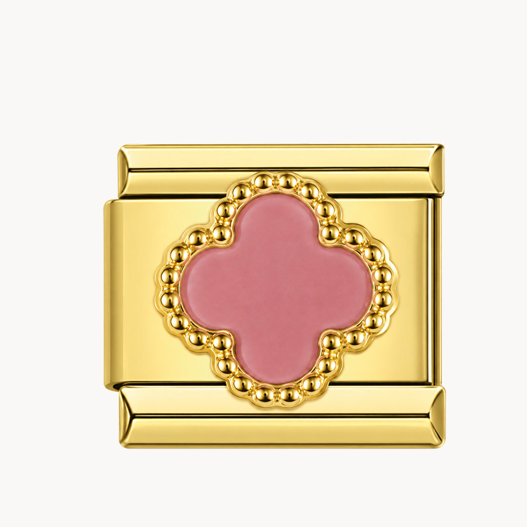 Charm trèfle nacré rose