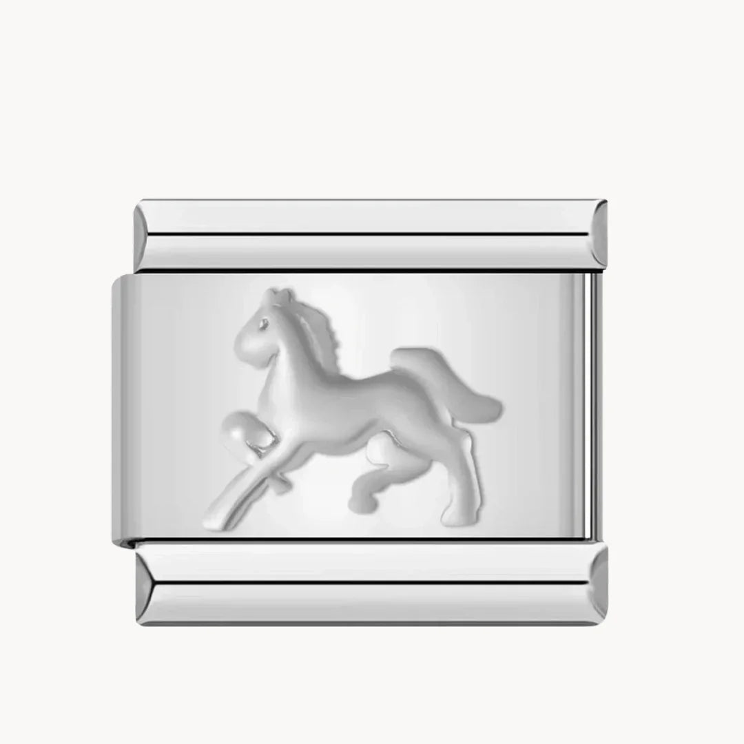 Cheval argent et or - Italian Charms France
