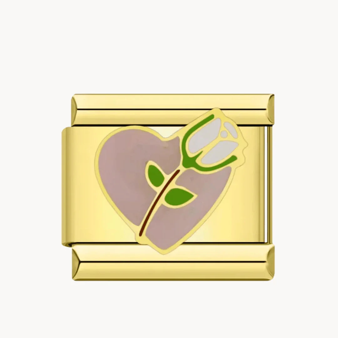 Cœur avec rose - Italian Charms France