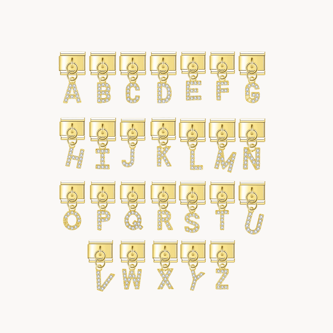 Lettres brillantes dorées - pendentif - Italian Charms France
