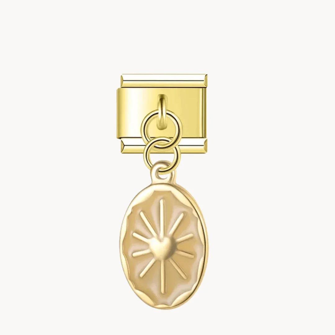 Pendentif beige motif soleil - doré - Italian Charms France