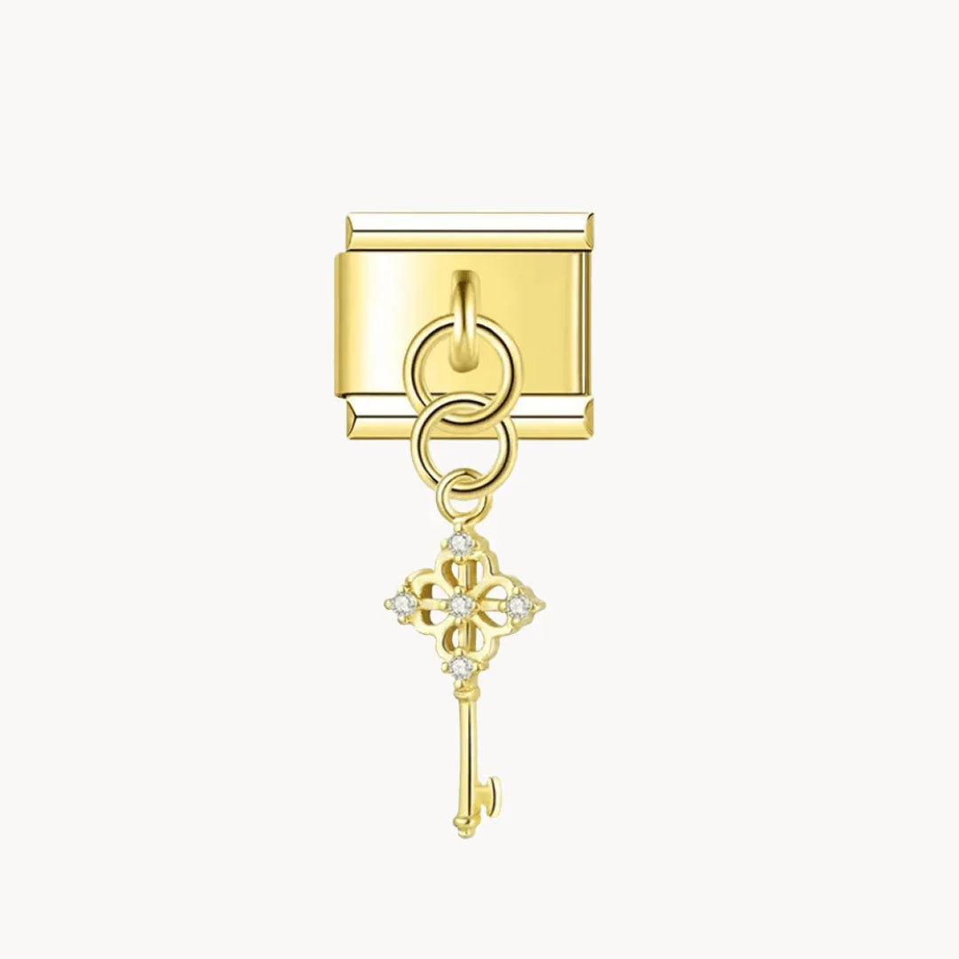 Pendentif clef brillante dorée - Italian Charms France