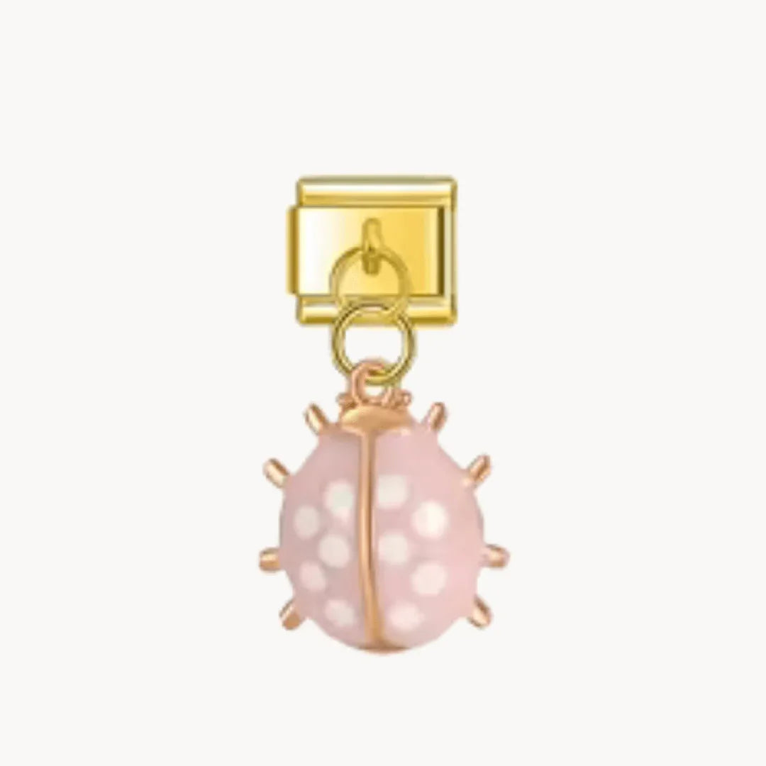 Pendentif coccinelle doré - rose - Italian Charms France