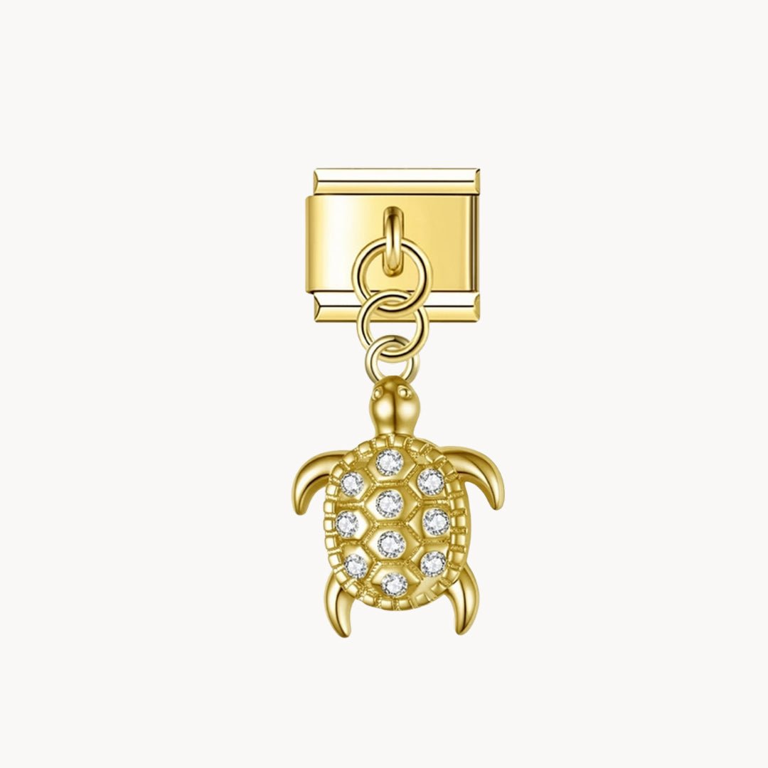 Pendentif tortue brillante dorée - Italian Charms France