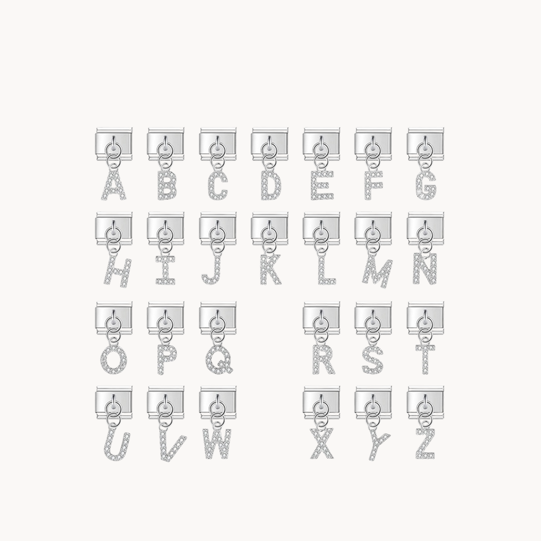 Lettres brillantes argentées - pendentif