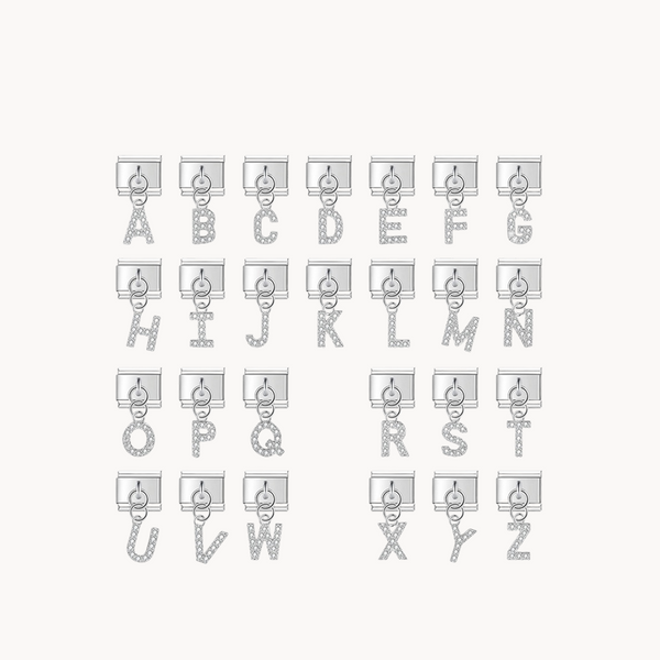 Lettres brillantes argentées - pendentif