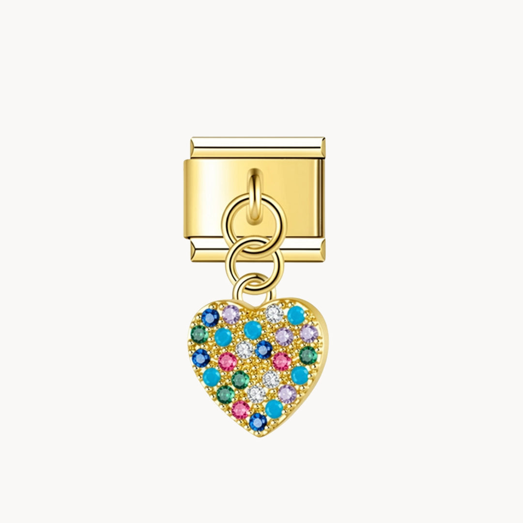 Pendentif cœur multicolore