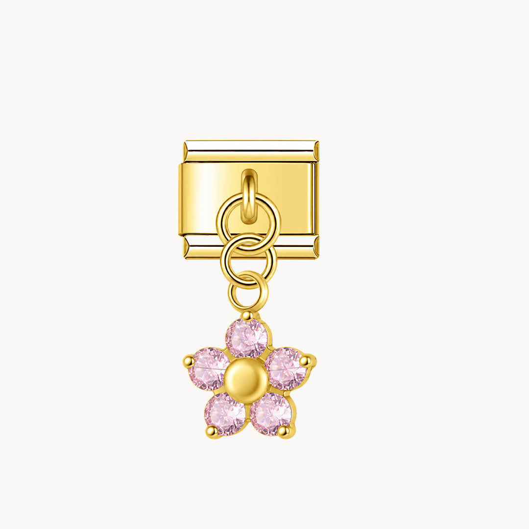 Pendentif petite fleur rose