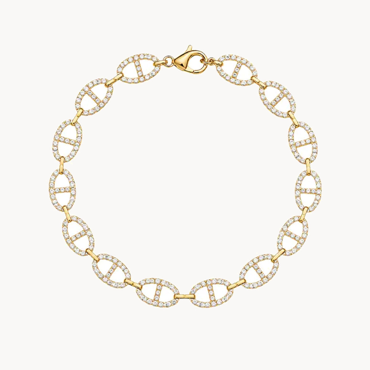 Bracelet Ange doré, maillons marine pavés de strass