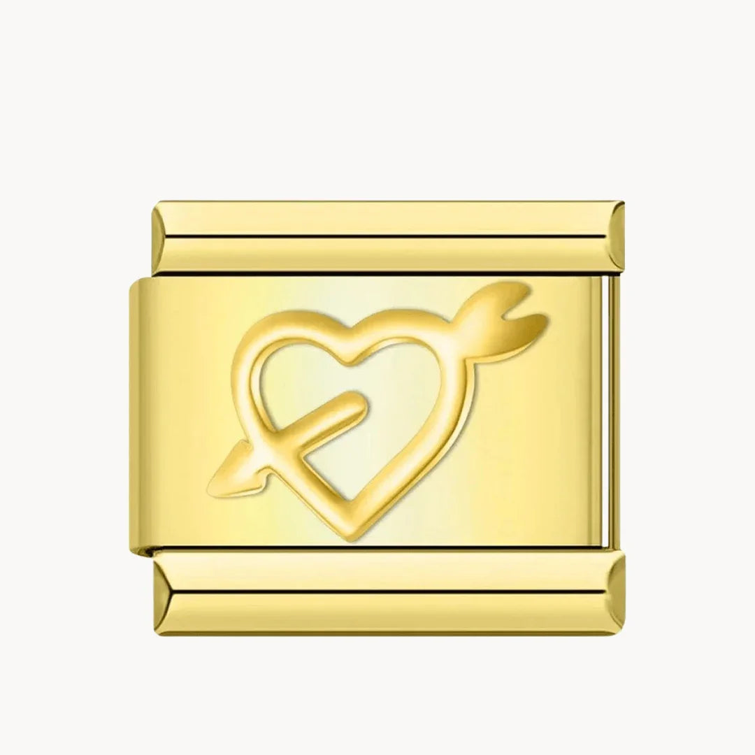 Cœur avec flèche argent & or - Italian Charms France