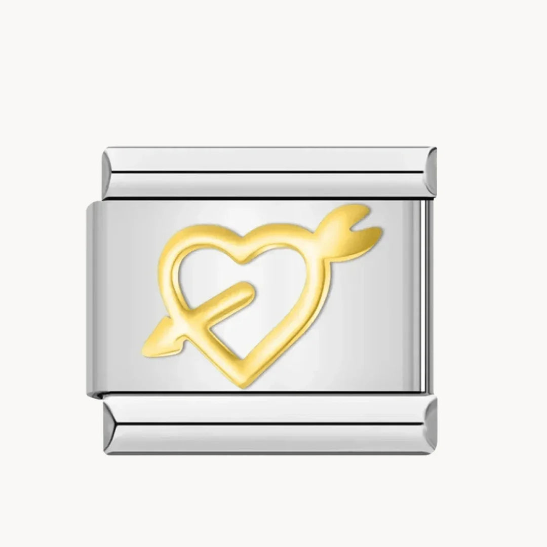 Cœur avec flèche argent & or - Italian Charms France