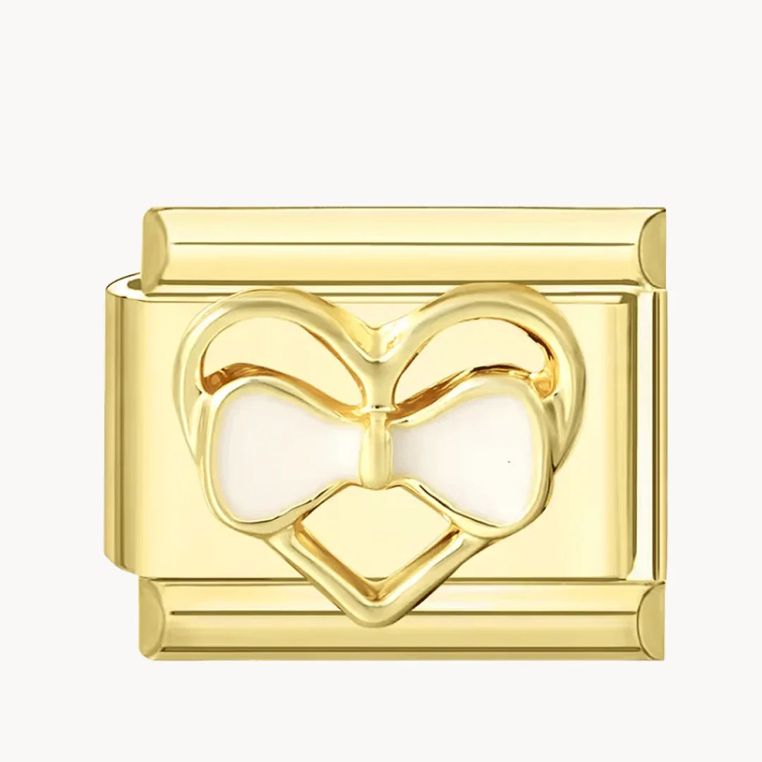 Cœur avec Nœud Nacré - Italian Charms France