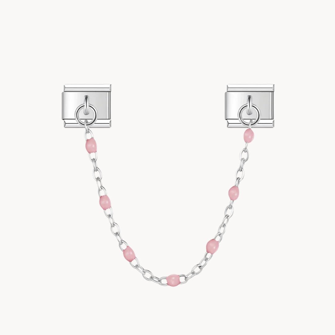 Double chaîne rose argentée - Italian Charms France