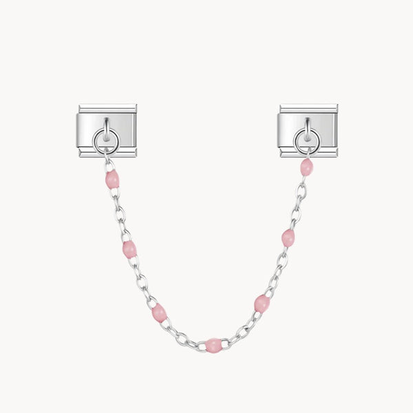 Double chaîne rose argentée