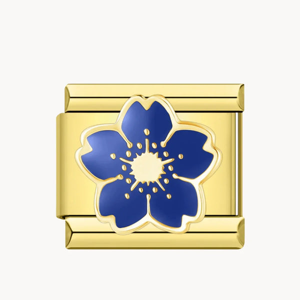 Fleur bleue dorée