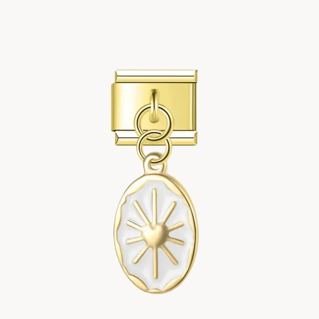 Pendentif blanc motif soleil - doré - Italian Charms France