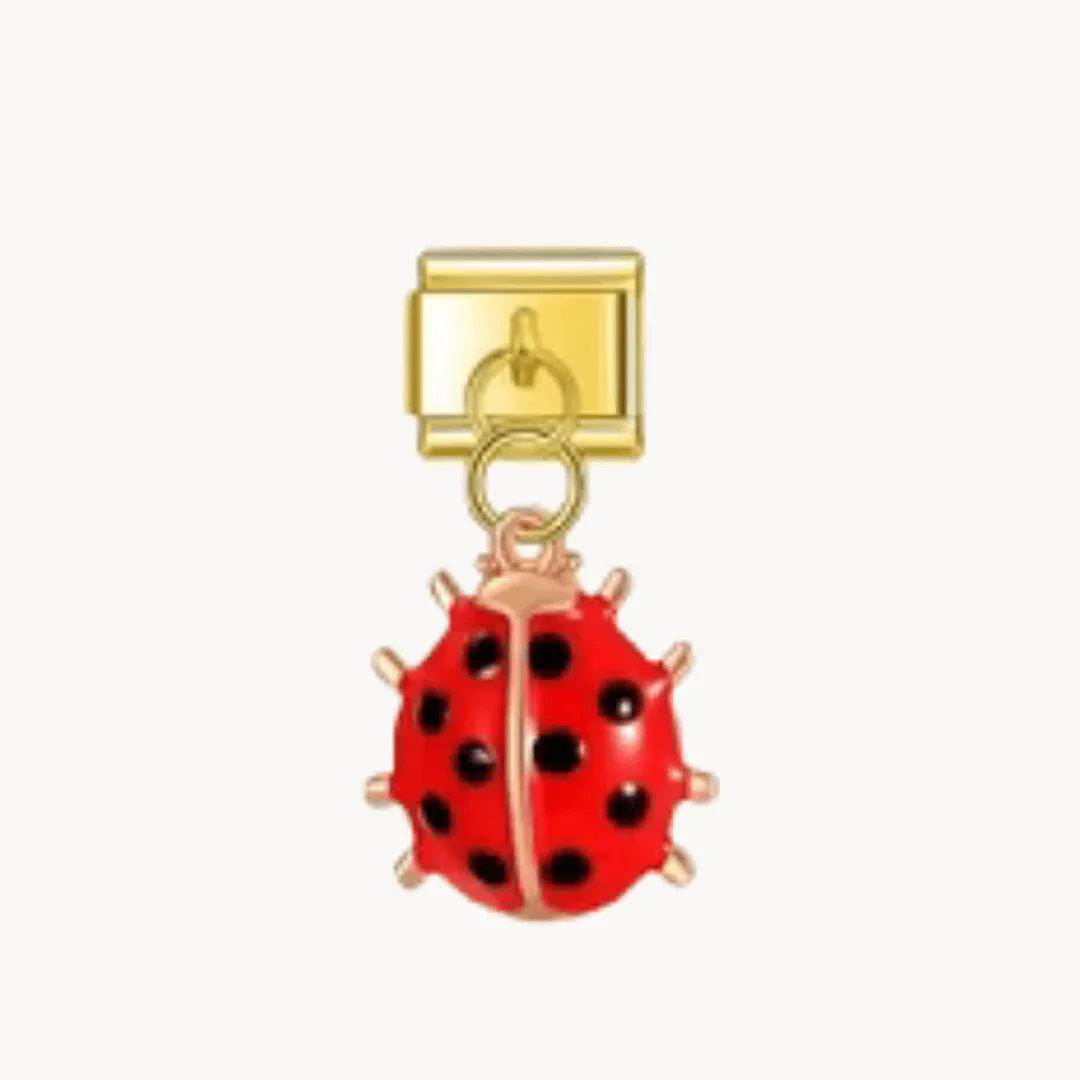Pendentif coccinelle doré - rouge - Italian Charms France