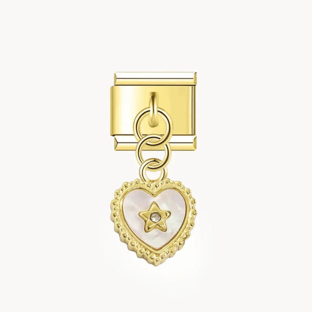Pendentif Cœur Étoilé Nacré - Italian Charms France